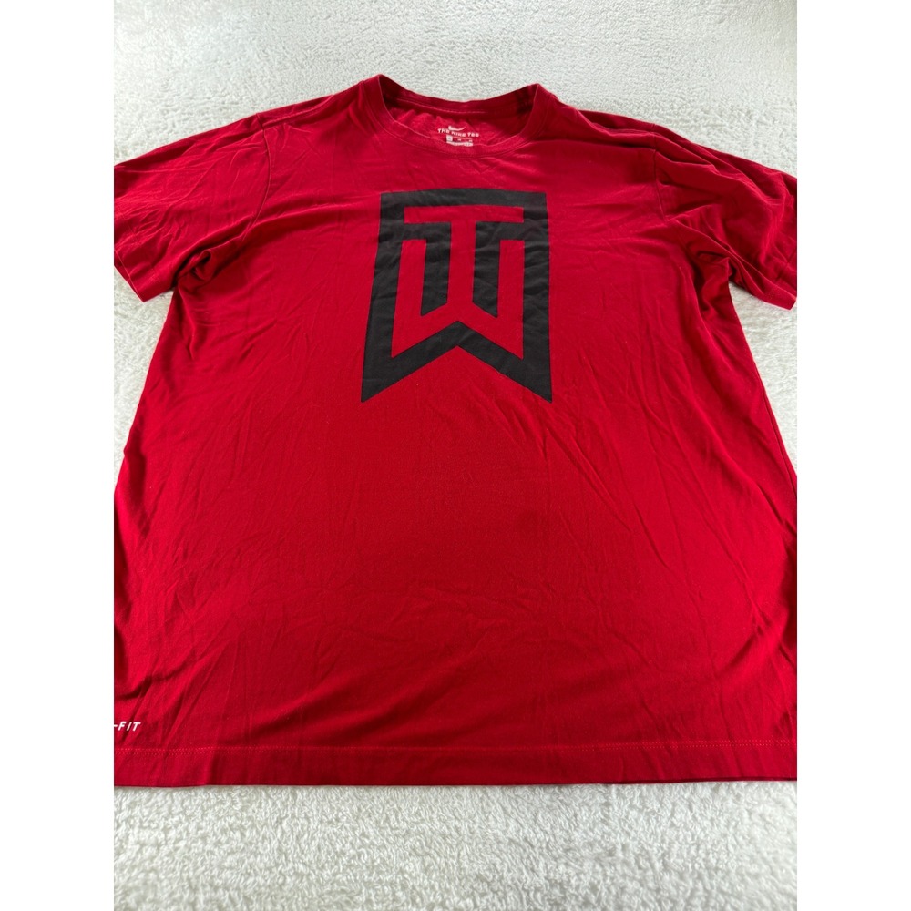 Y2K Tiger Woods Logo Nike Graphic Shirt Red Clean Golf‎ Dri-Fit Men's XL Black